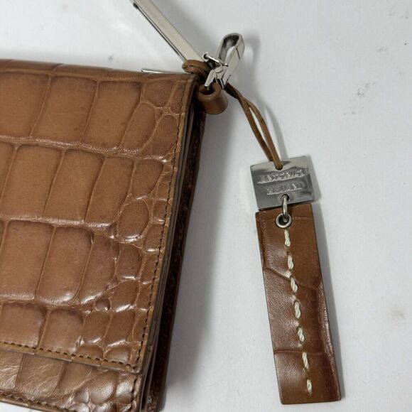 Antonio Melani Brown Croc Embossed Top Handle Structured Purse W/Crossbody Strap - Picture 8 of 13